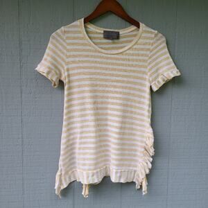 Sunday in Brooklyn Anthro Ruffle Stripe SS Tee XS